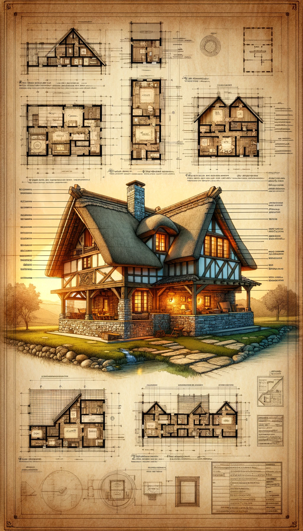 A digital architectural blueprint of a cozy