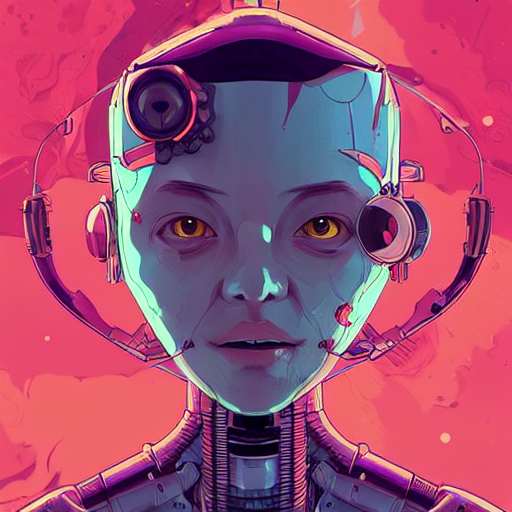a study of cell shaded protrait of female robot, l...