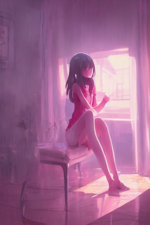 a pink scene, everything is pink, perfect pink sha...