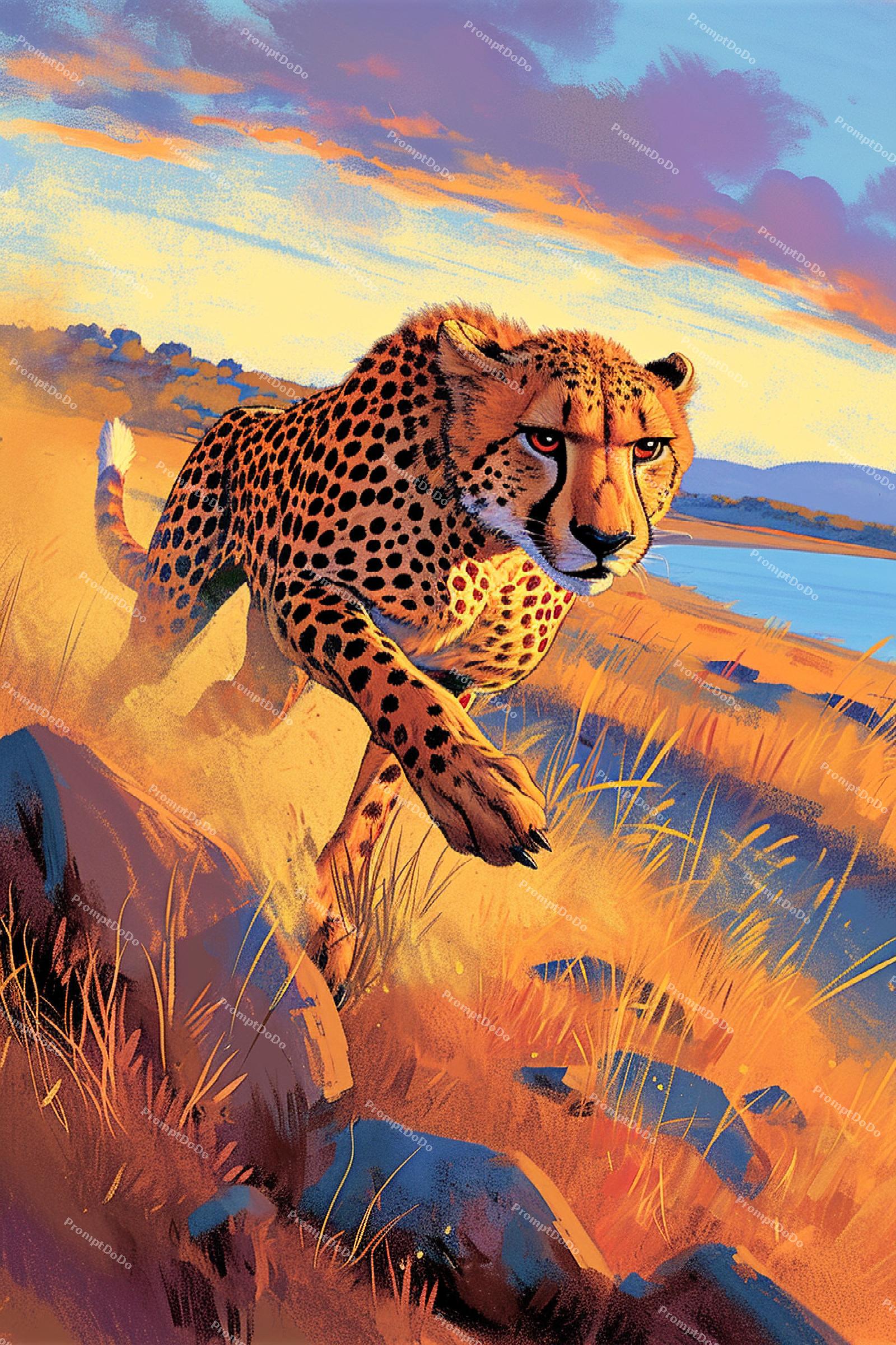 Fearless cheetah,sprinting across the grasslands