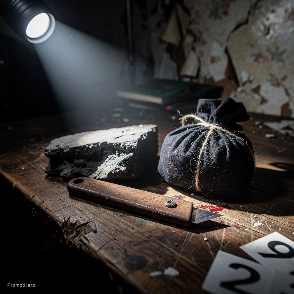 Macro photography, crime scene evidence style. A r...