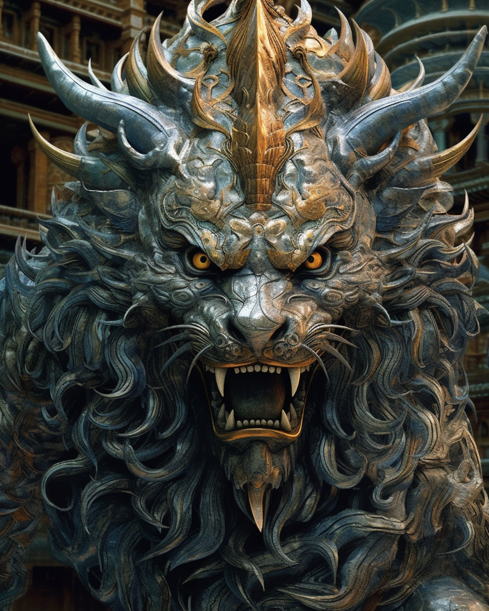 incredibly detailed shot of a ferocious singha