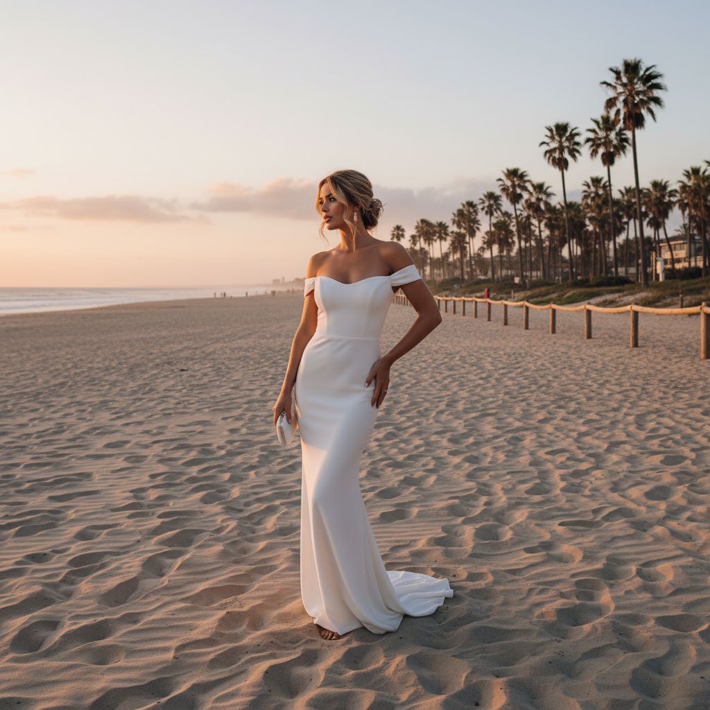 A stunning blonde woman in a form-fitting, off-the...