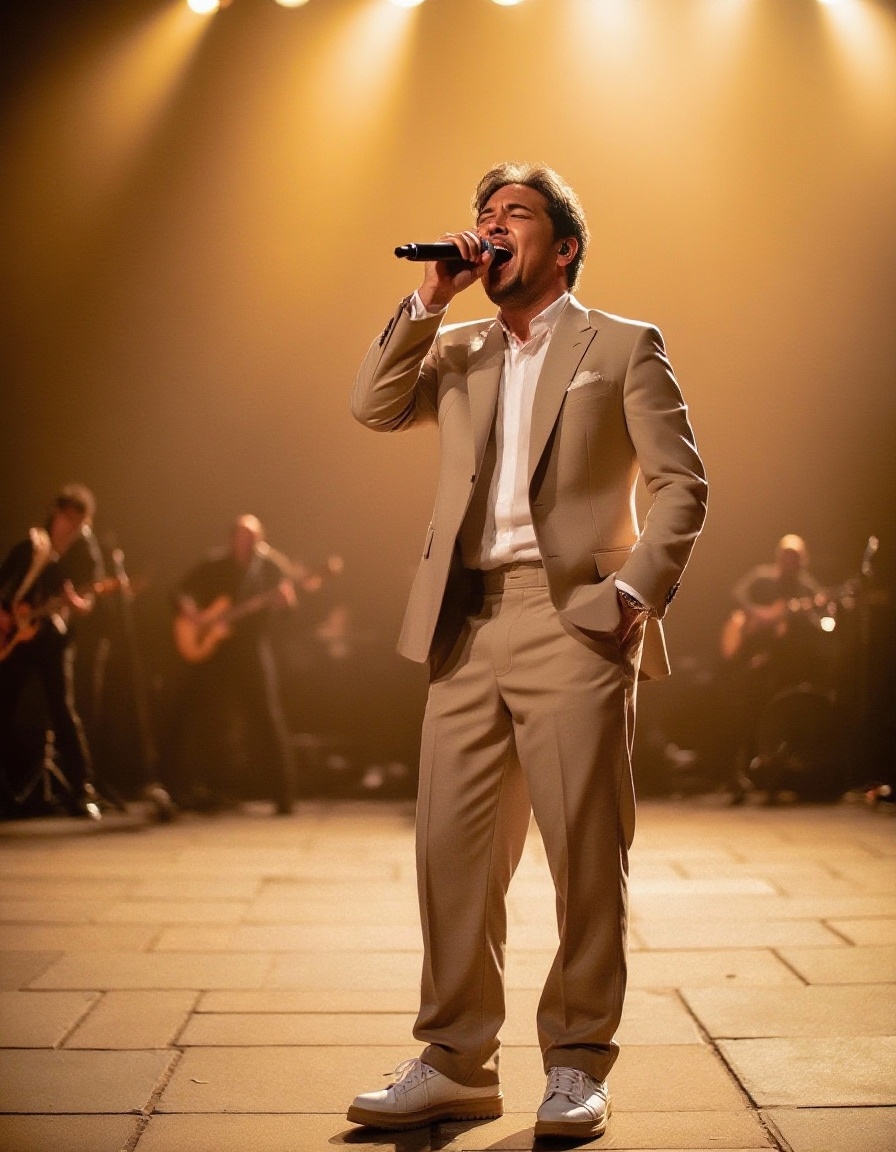 Cinematic photo of a male singer