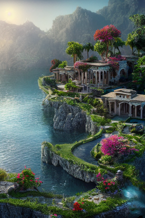 a big Persian Villa surrounded by water and nature