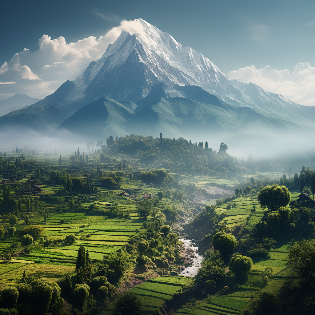 small Mountain in the middle of a beautiful farmland