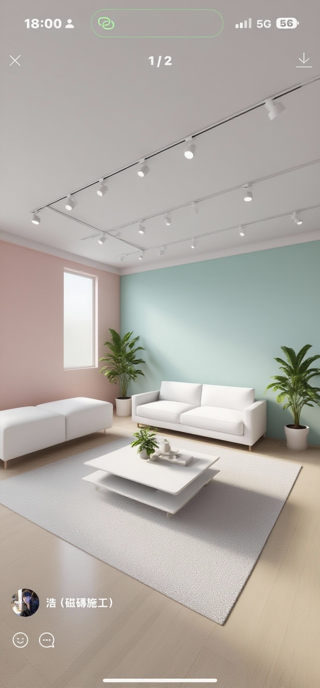 A highly detailed, minimalist living room