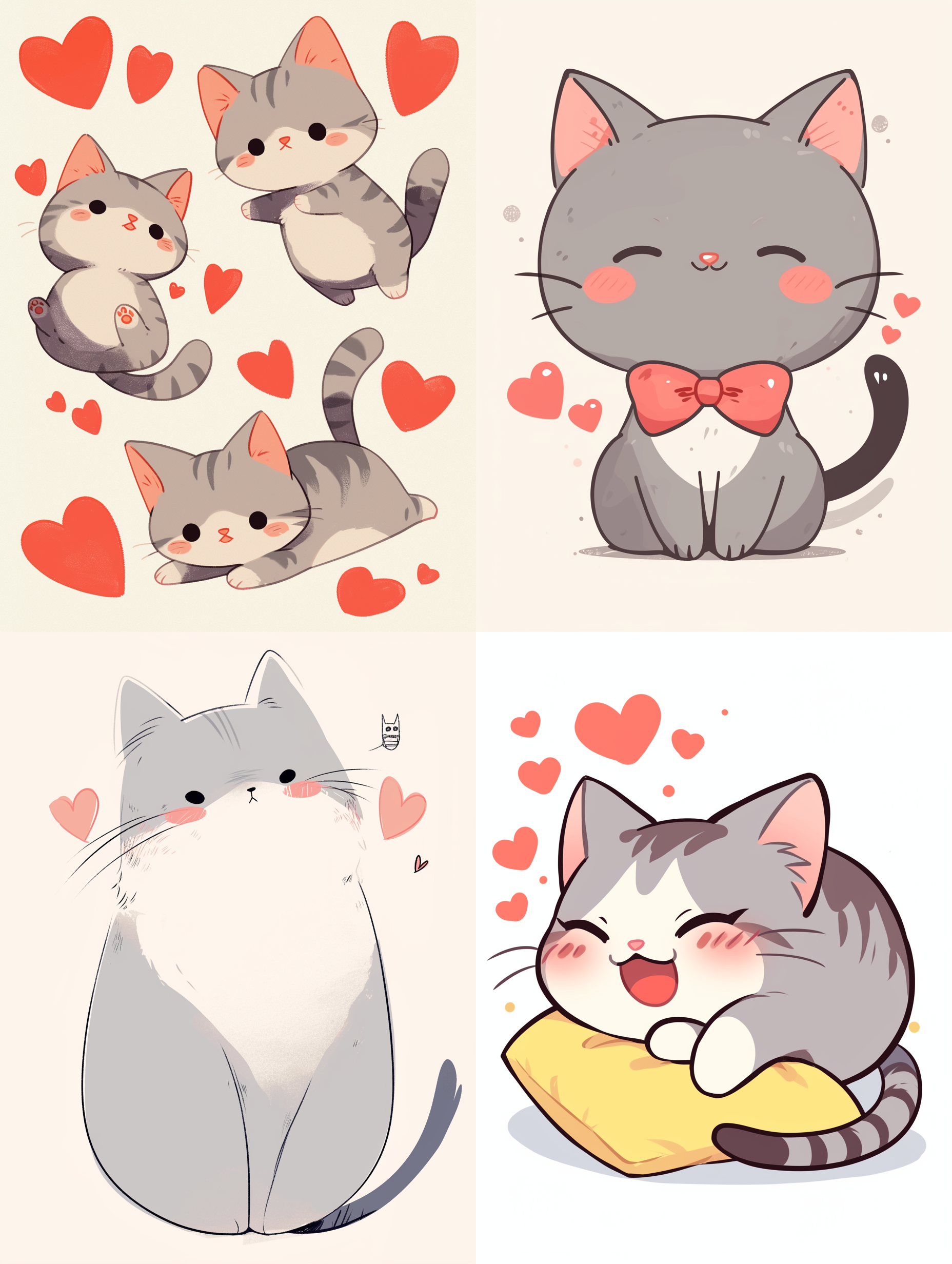 grey cat and heartfelt sticker