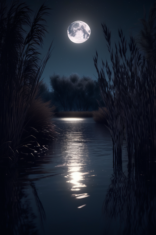 Moonlit riverside
