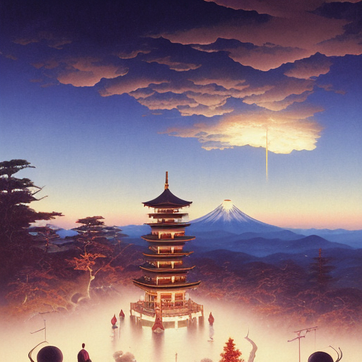 a traditional Japanese quite Torii on a mountain,dark