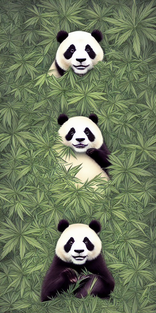 beautiful aesthetic digital illustration of a relaxed panda