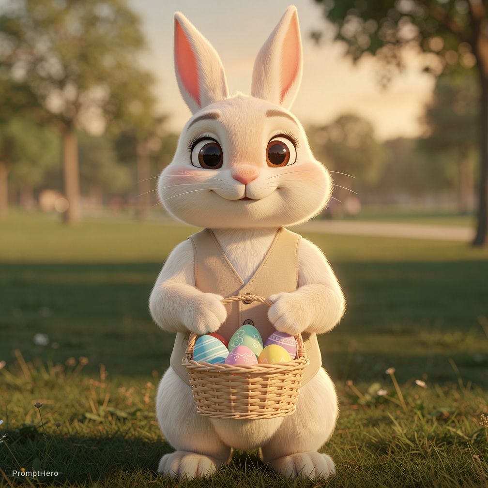 Ultra detailed 3D Pixar-style cartoon rabbit chara...