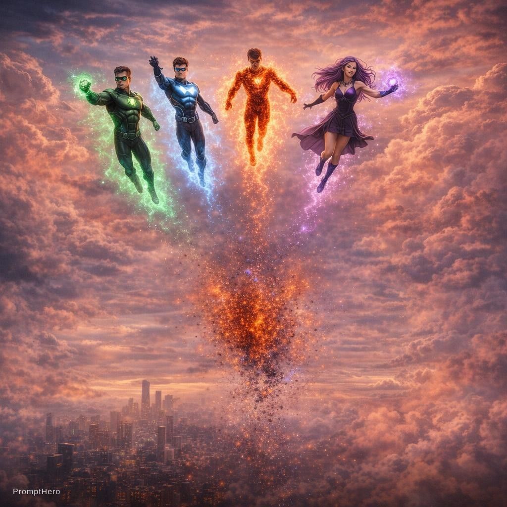 Make all the heros fly in the sky, then the villai...