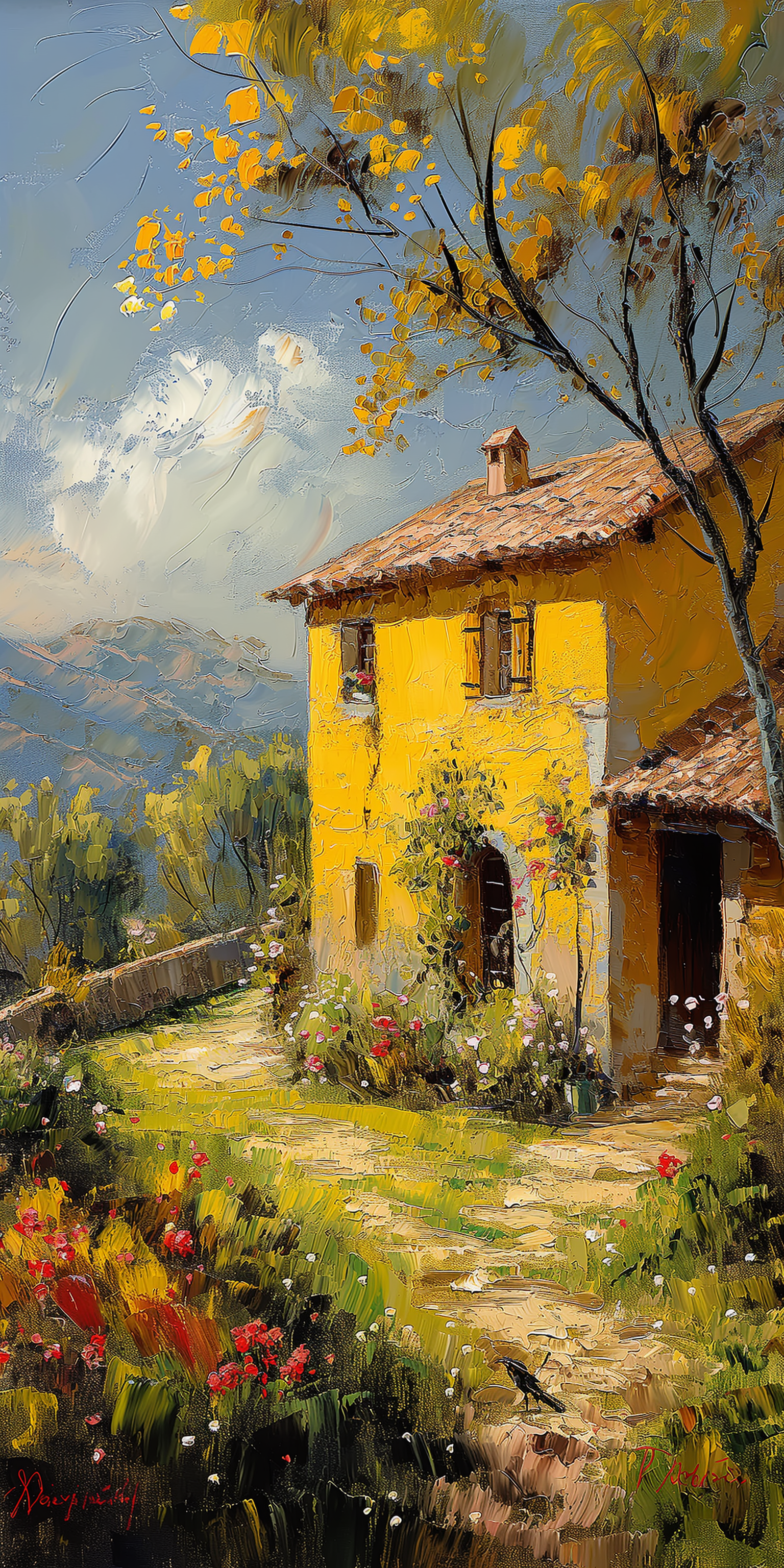 impressionist painting on canvas of Provence