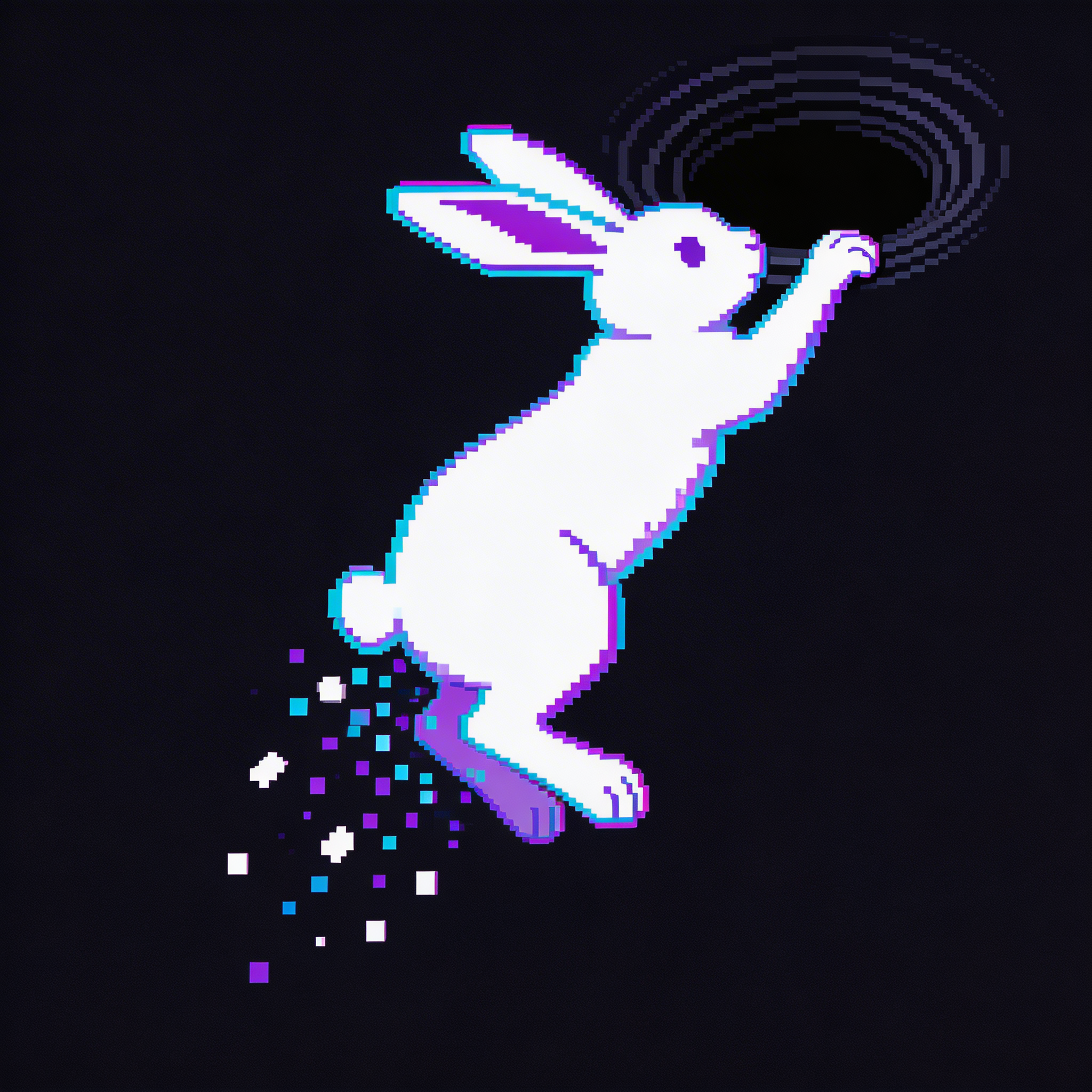 white rabbit silhouette escaping from dark vortex ...